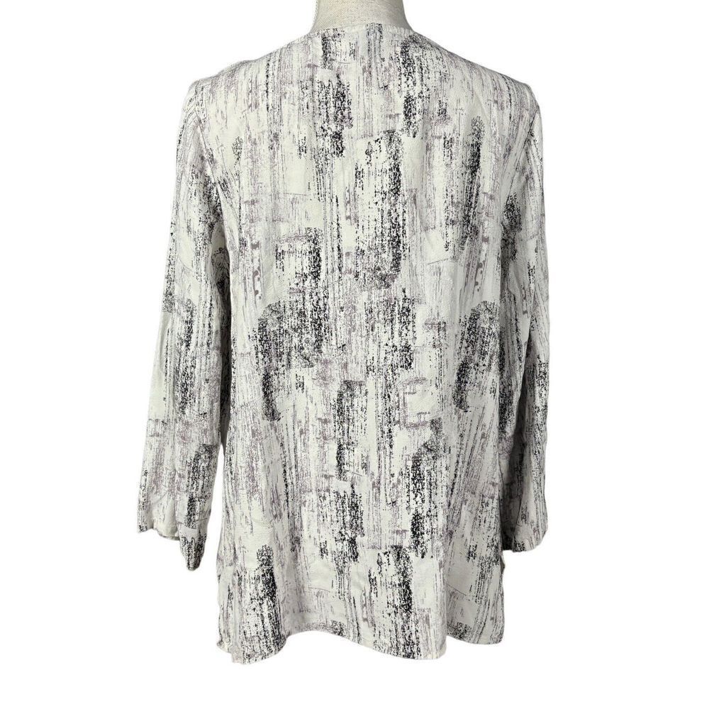 Eileen Fisher Tunic Size Medium Gray Abstract Artsy Long Sleeve Quiet Luxury - Picture 3 of 9